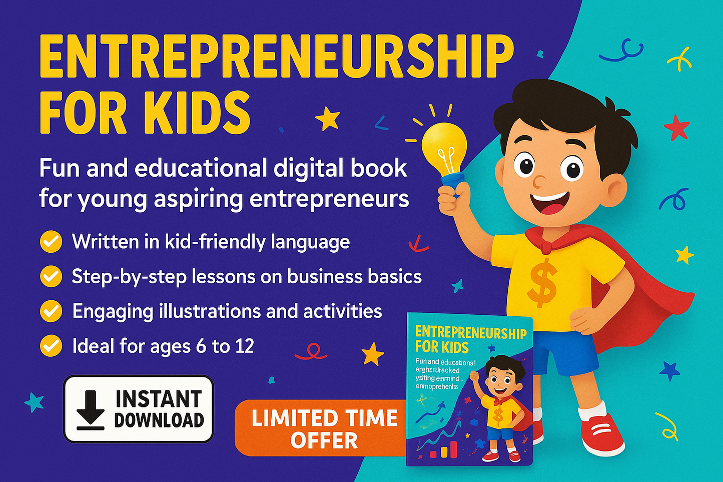 Entrepreneurship for Kids — Printable Activity Workbook for Ages 6–12 | Fun Business, Money & Life Skills